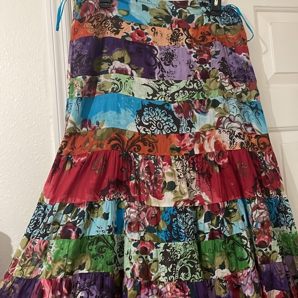 Skirt dress womens flare skirts boho flow multicolored Tiered dress full - Picture 4 of 8